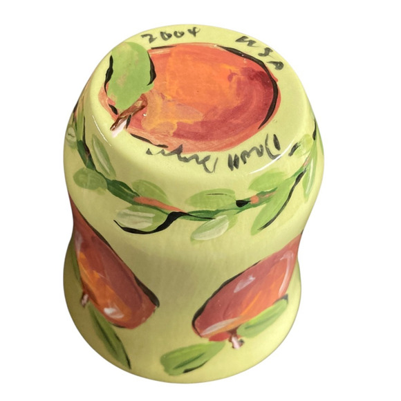 Droll Designs Red Apple Mug Pottery Hand Painted Purple Signed 2004 - Picture 4 of 4